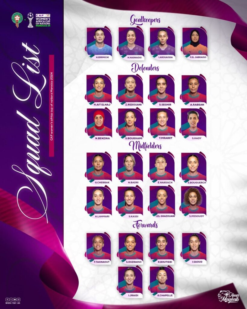 قائمة المنتخب المغربي سيدات