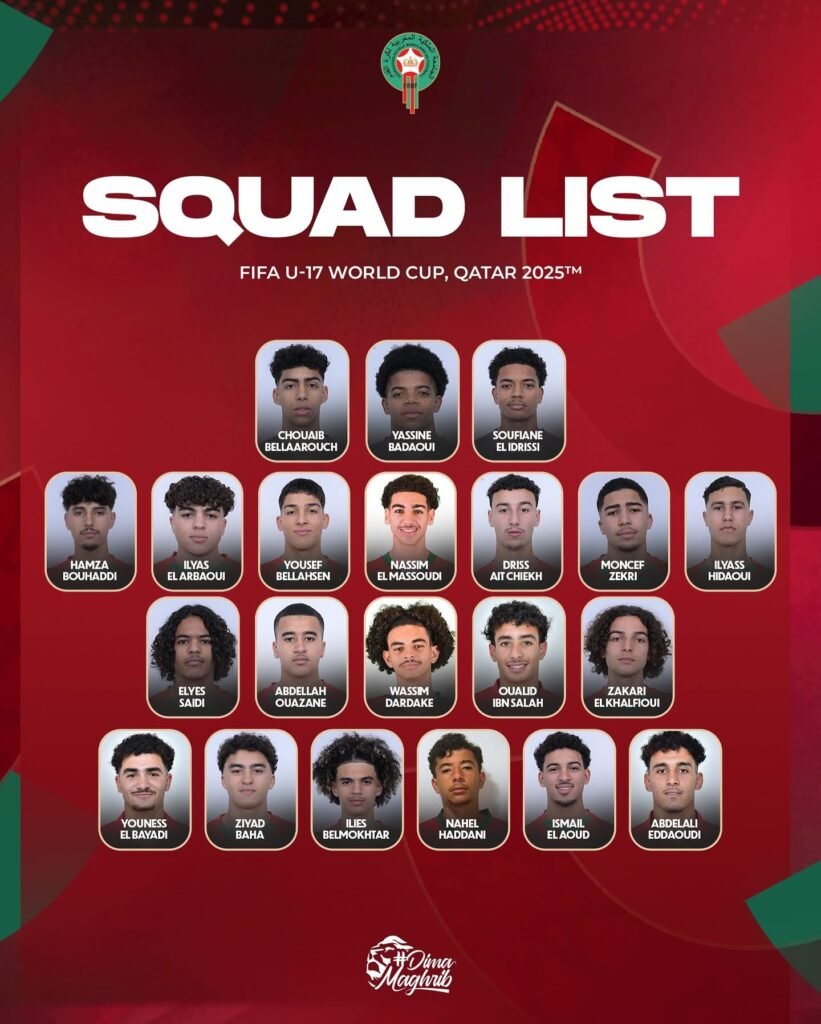 قائمة المنتخب المغربي لأقل من 17 سنة