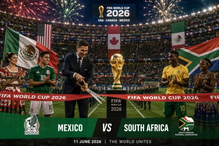 اليوم يقص شريط إفتتاح مونديال 2026 المنظم بالولايات المتحدة الأمريكية، كندا و المكسيك بمباراة المنتخب المكسيكي و الجنوب الإفريقي.