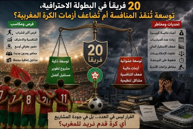 مقترح 20 فريقاً تهزّ عرش البطولة الاحترافية:هل هو إنقاذ لكرة القدم المغربية أم مغامرة قد تفتح أبواب الأزمات؟